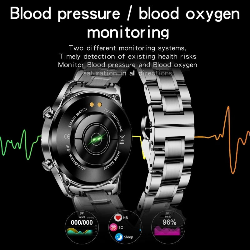 LIGE 2023 Full Circle Touch Screen Steel Band Luxury Bluetooth Call Men Smart Watch Waterproof Sport Activity Fitness Watch+Box