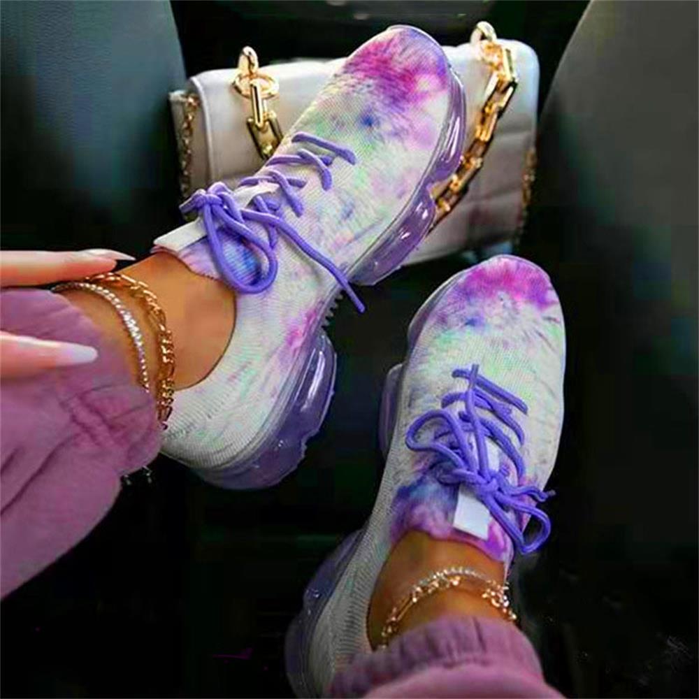 Women's Sneakers Trends 2023 Spring New Stretch Fabric Ladies Breathable Casual Basketball Shoes 35-43 Large-Sized Sports Shoes