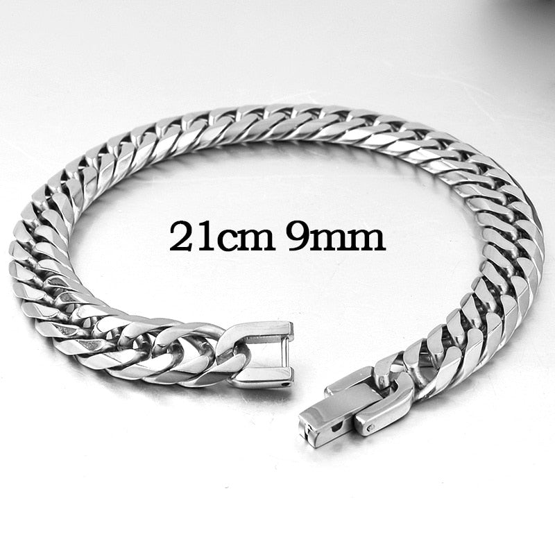 2019 New Stainless Steel Bracelet Men Jewelry Party Fashion Hand Cuban Chain Bracelets For Boys Best Friend Quality Gift GB043