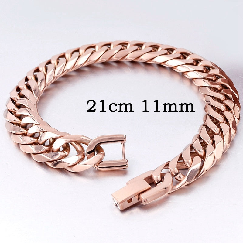 2019 New Stainless Steel Bracelet Men Jewelry Party Fashion Hand Cuban Chain Bracelets For Boys Best Friend Quality Gift GB043