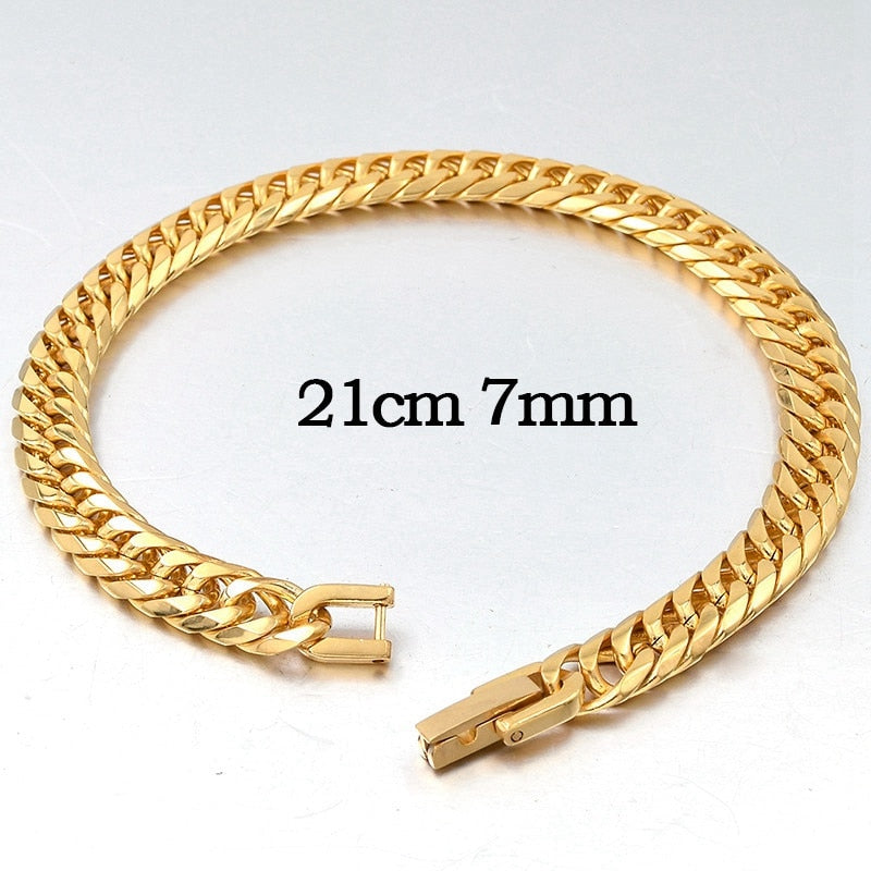 2019 New Stainless Steel Bracelet Men Jewelry Party Fashion Hand Cuban Chain Bracelets For Boys Best Friend Quality Gift GB043