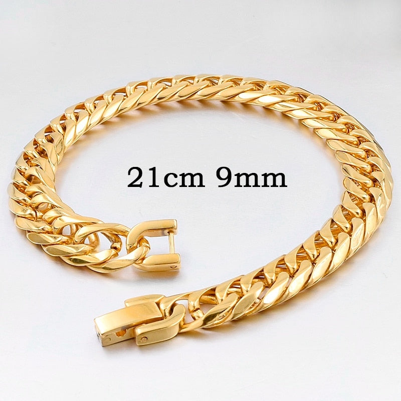 2019 New Stainless Steel Bracelet Men Jewelry Party Fashion Hand Cuban Chain Bracelets For Boys Best Friend Quality Gift GB043