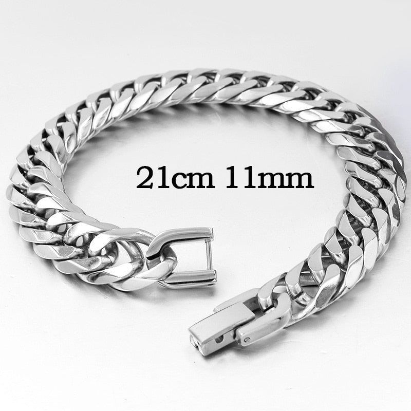 2019 New Stainless Steel Bracelet Men Jewelry Party Fashion Hand Cuban Chain Bracelets For Boys Best Friend Quality Gift GB043