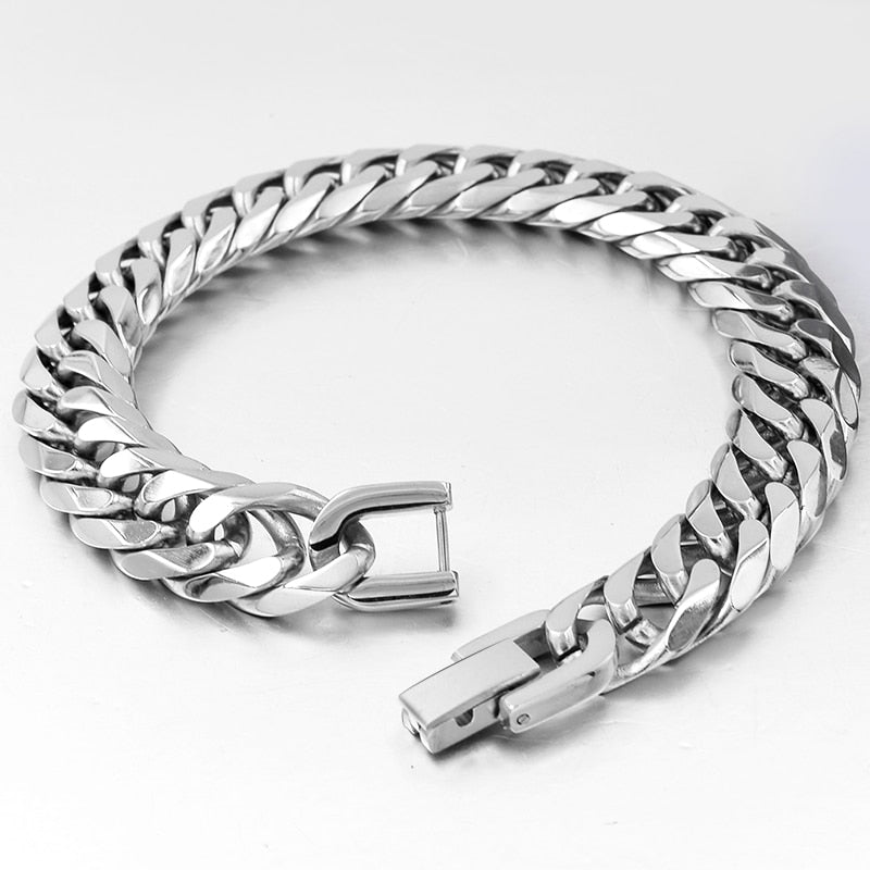 2019 New Stainless Steel Bracelet Men Jewelry Party Fashion Hand Cuban Chain Bracelets For Boys Best Friend Quality Gift GB043