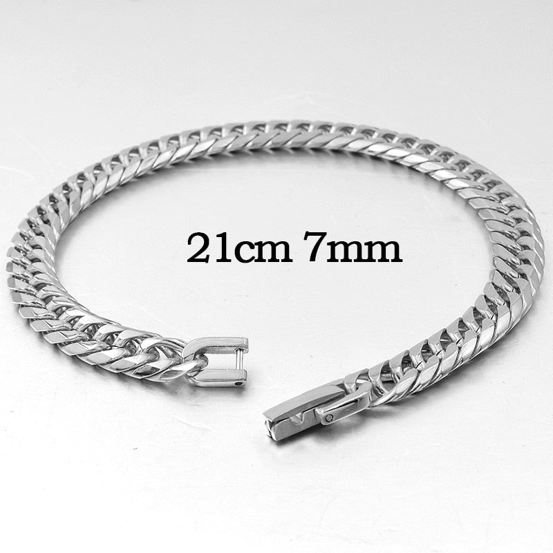 2019 New Stainless Steel Bracelet Men Jewelry Party Fashion Hand Cuban Chain Bracelets For Boys Best Friend Quality Gift GB043