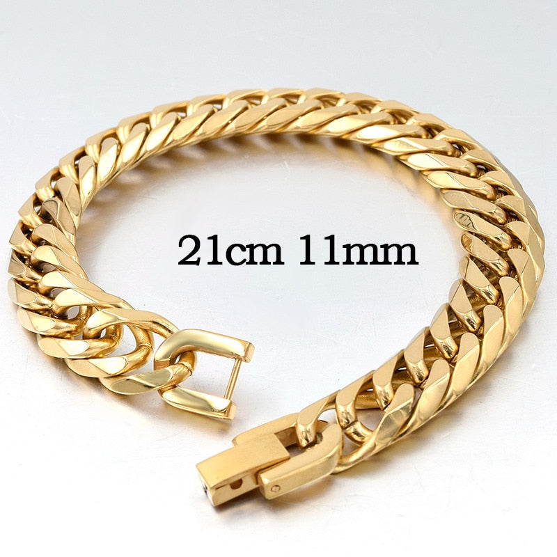 2019 New Stainless Steel Bracelet Men Jewelry Party Fashion Hand Cuban Chain Bracelets For Boys Best Friend Quality Gift GB043