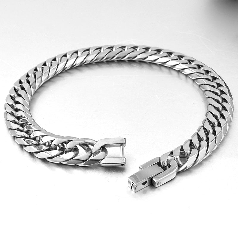 2019 New Stainless Steel Bracelet Men Jewelry Party Fashion Hand Cuban Chain Bracelets For Boys Best Friend Quality Gift GB043