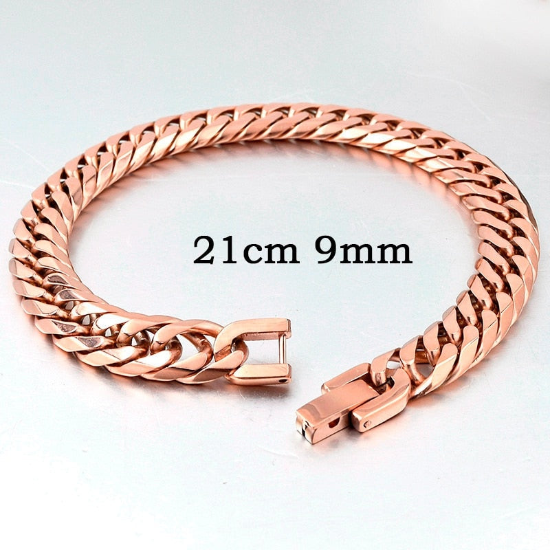 2019 New Stainless Steel Bracelet Men Jewelry Party Fashion Hand Cuban Chain Bracelets For Boys Best Friend Quality Gift GB043