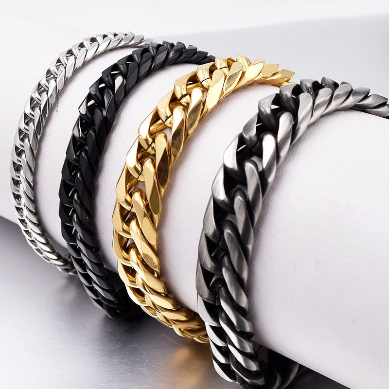 2019 New Stainless Steel Bracelet Men Jewelry Party Fashion Hand Cuban Chain Bracelets For Boys Best Friend Quality Gift GB043