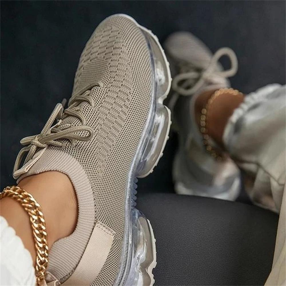 Women's Sneakers Trends 2023 Spring New Stretch Fabric Ladies Breathable Casual Basketball Shoes 35-43 Large-Sized Sports Shoes