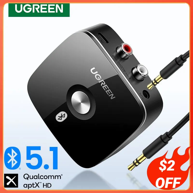 UGREEN Bluetooth RCA Receiver 5.1 aptX HD 3.5mm Jack Aux Wireless Adapter Music for TV Car RCA Bluetooth 5.0 3.5 Audio Receiver