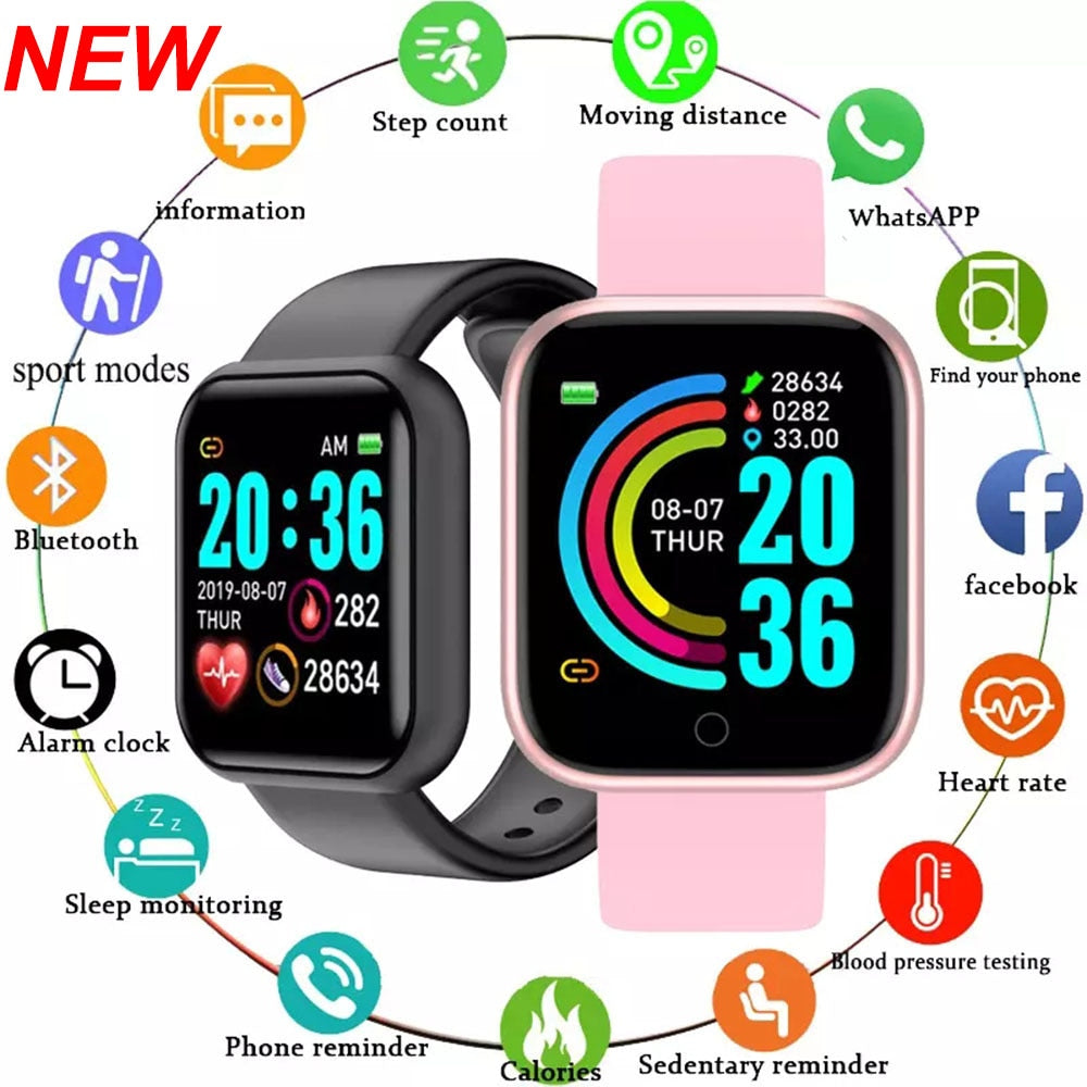 Z40 2pcs D20 Smart Watch Men Waterproof Sport Watch Fitness Tracker Bracelet Blood Pressure Heart For Android IOS Dropshipping